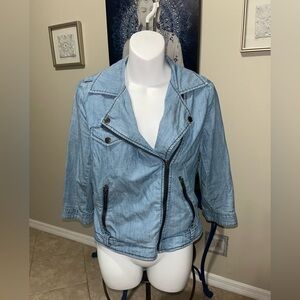 American Eagle Lightweight Denim Moto 3/4 Sleeve Jacket Top - M